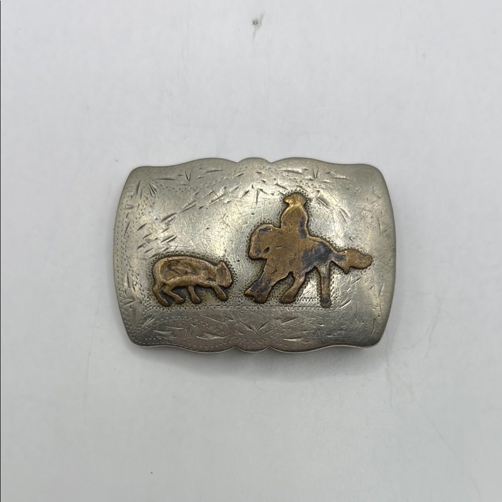 Renalde Silver Tone Gold Solid Nickle Western Bel… - image 1